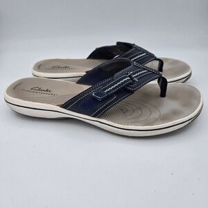 Clarks Cloudsteppers Women's Adjustable Thong Sandals‎ Comfort Navy Blue